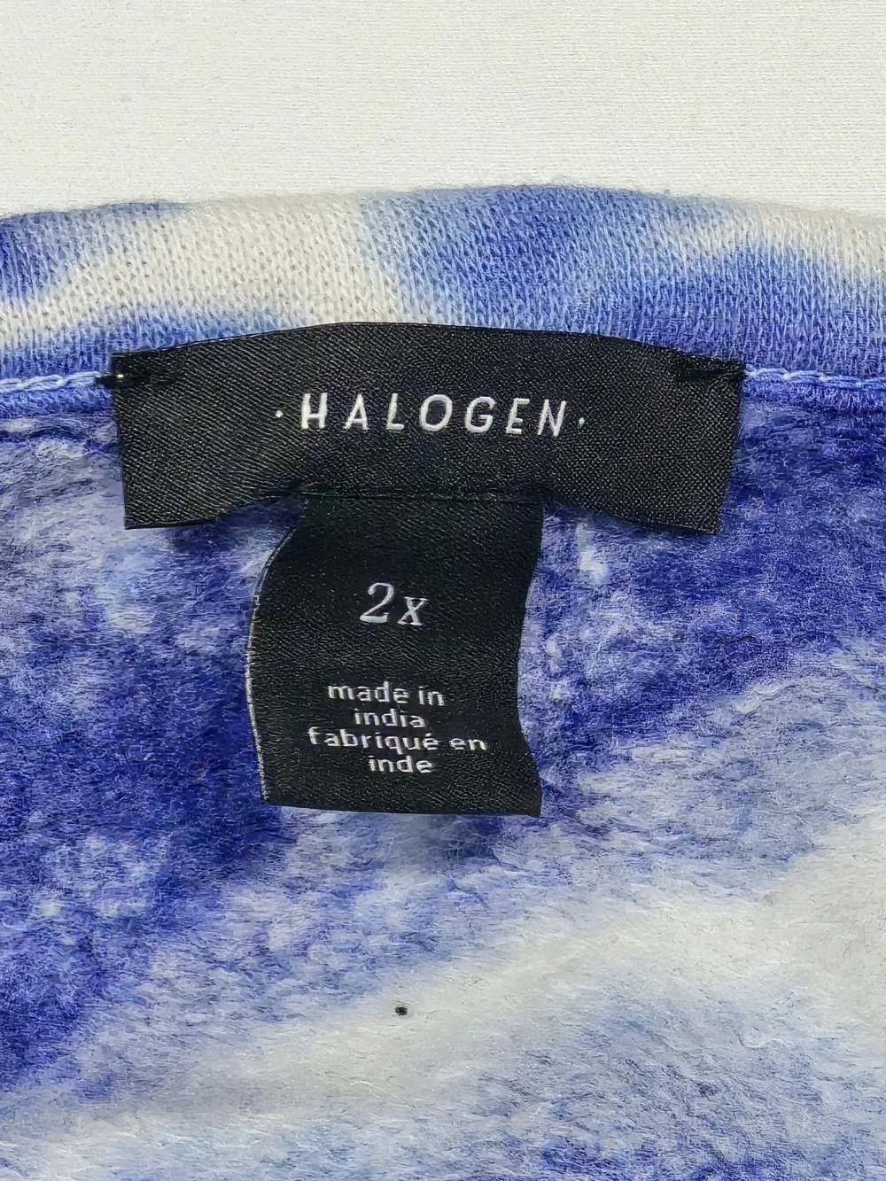 Halogen Blue White Tie Dye Puff Sleeve Sweatshirt Size 2X